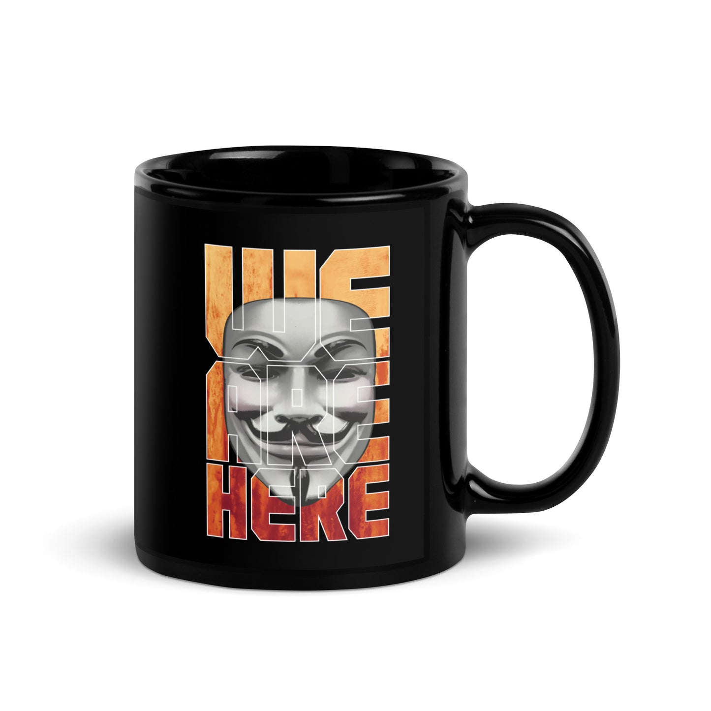 We Are Here V1 Black Glossy Mug