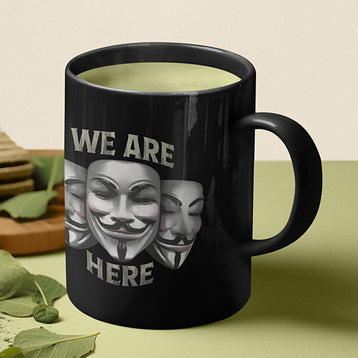 We Are Here V2 Black Glossy Mug