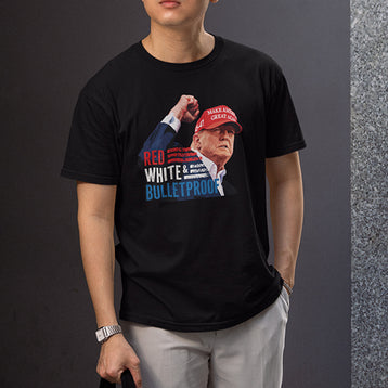 Red, White, Bulletproof Shirt