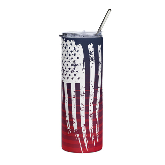 Distressed Flag Stainless steel tumbler