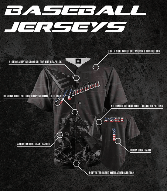 AMERICA #1 BLACK CAMO BASEBALL JERSEY - Patriot Wear