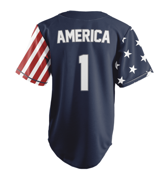 BLUE AMERICA #1 BASEBALL JERSEY - Patriot Wear