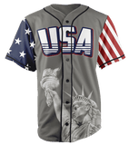 GREY AMERICA #1 BASEBALL JERSEY - Patriot Wear