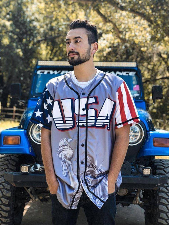 GREY AMERICA #1 BASEBALL JERSEY - Patriot Wear