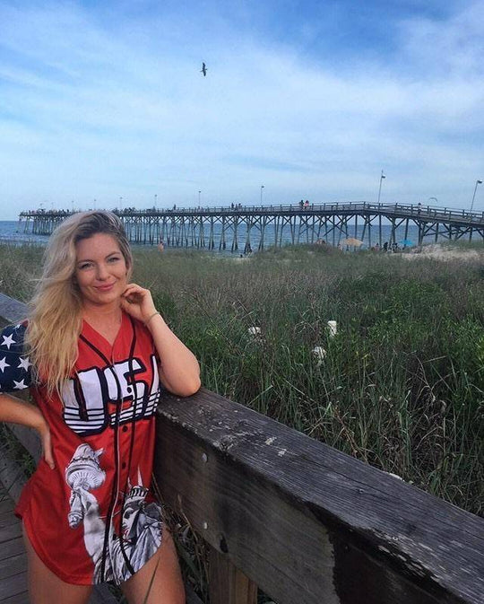 RED AMERICA #1 BASEBALL JERSEY - Patriot Wear