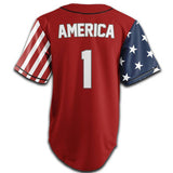 RED AMERICA #1 BASEBALL JERSEY - Patriot Wear